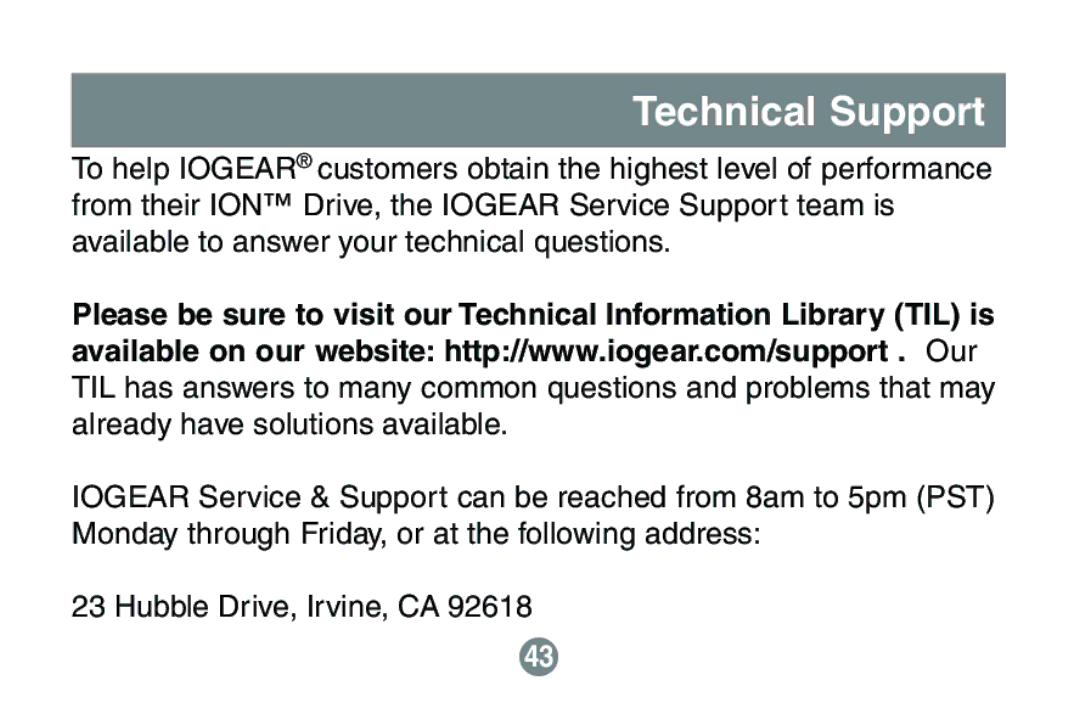 IOGear GBE201 user manual Technical Support 