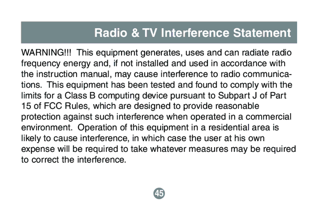 IOGear GBE201 user manual Radio & TV Interference Statement 