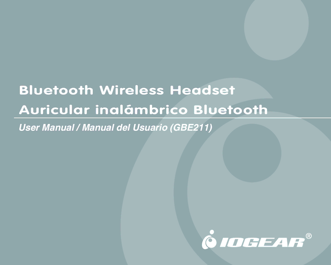 IOGear GBE211 user manual Bluetooth Wireless Headset Auricular inalámbrico Bluetooth 