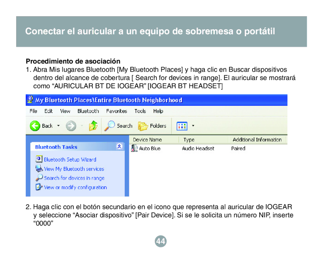 IOGear GBE211 user manual Procedimiento de asociación 