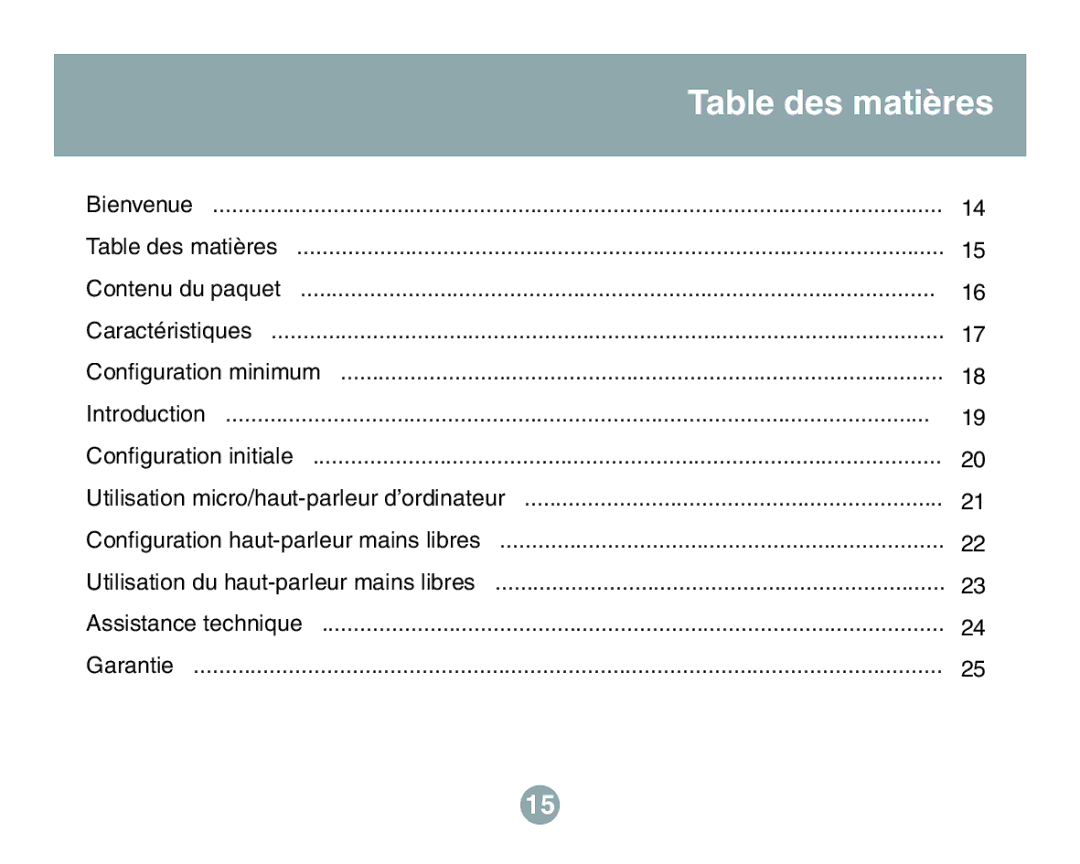 IOGear GBHFK201W6 user manual Table des matières 