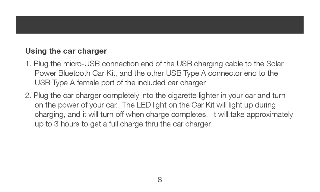 IOGear GBHFK231 manual Using the car charger 