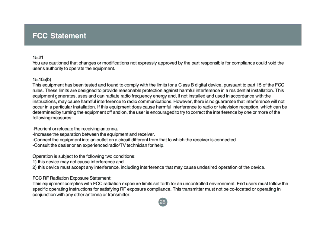 IOGear GBMA201 user manual FCC Statement 