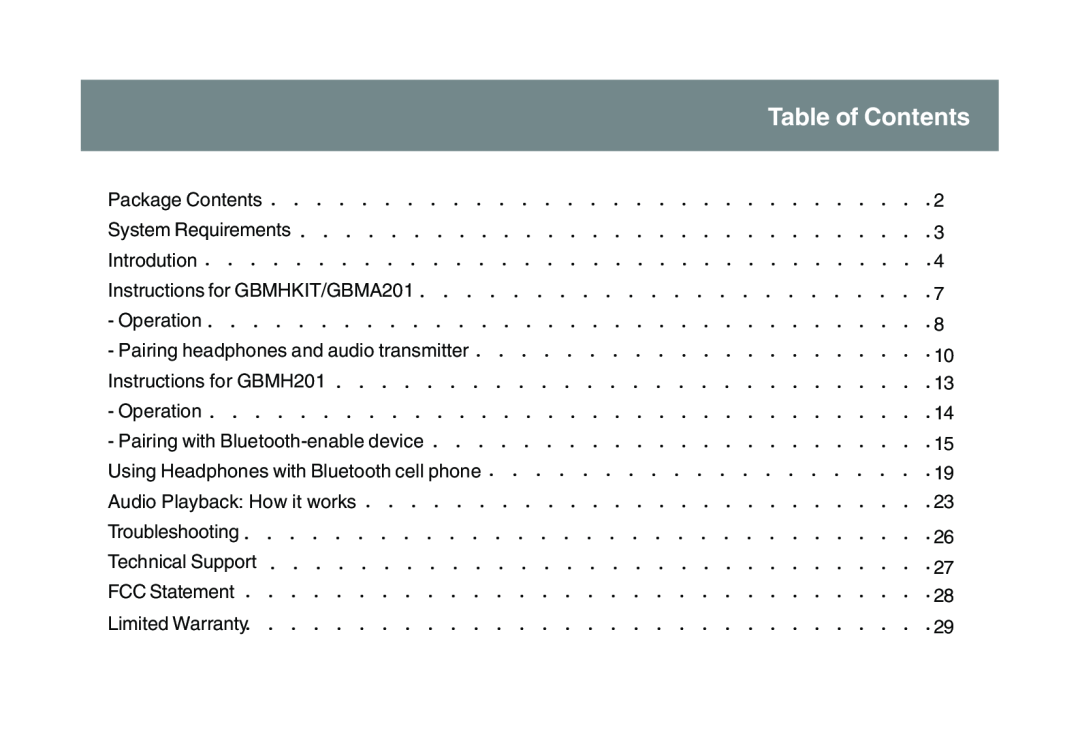 IOGear GBMA201 user manual Table of Contents 