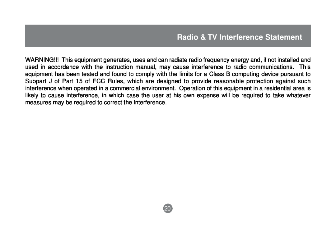 IOGear GBP201 user manual Radio & TV Interference Statement 