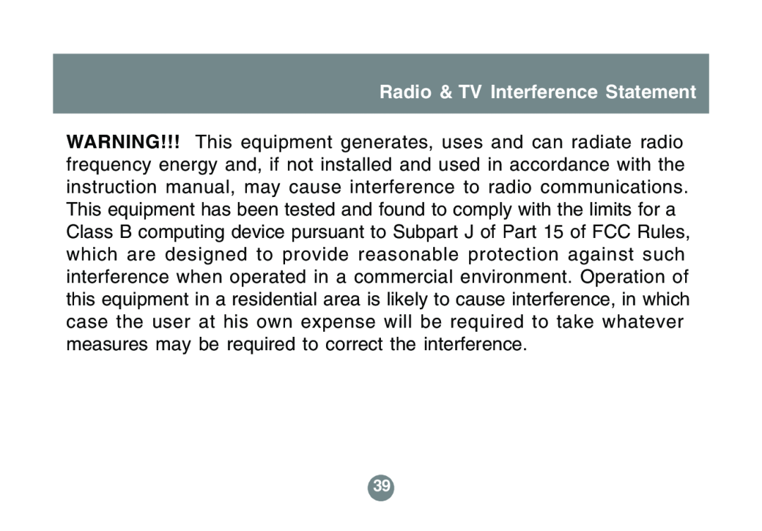 IOGear GBS301 user manual Radio & TV Interference Statement 