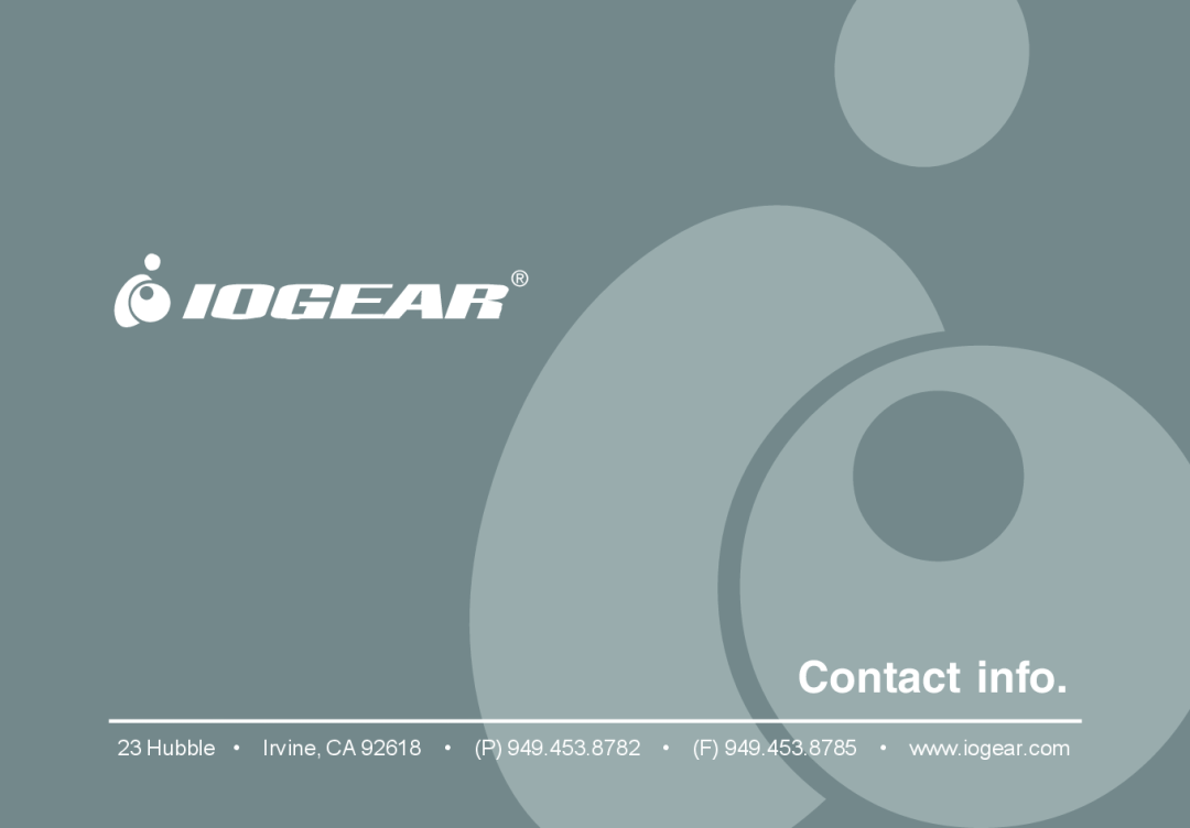 IOGear GBS301 user manual Contact info 