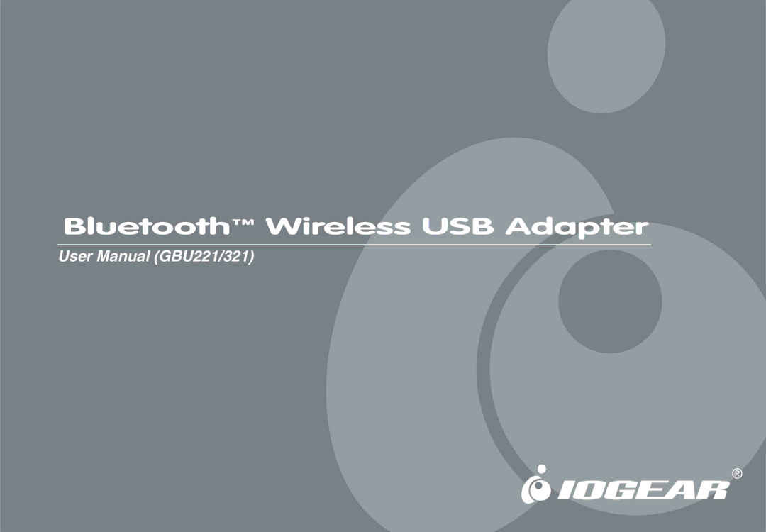 IOGear GBU221/321 user manual Bluetooth Wireless USB Adapter 