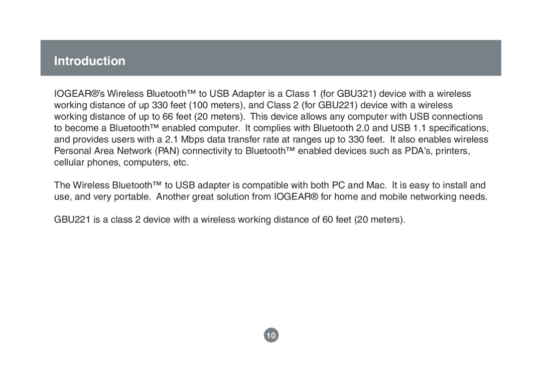 IOGear GBU221/321 user manual Introduction 