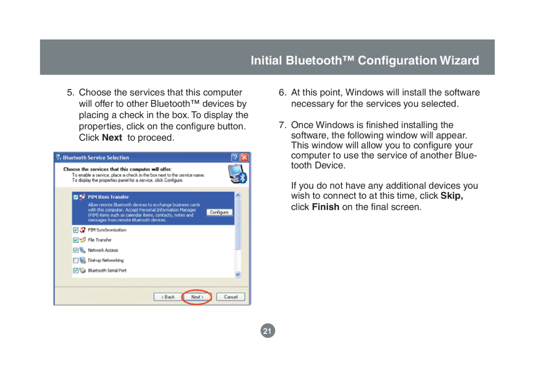 IOGear GBU221/321 user manual Initial Bluetooth Conﬁguration Wizard 