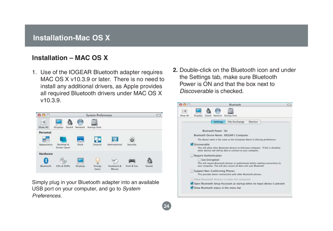 IOGear GBU221/321 user manual Installation-Mac OS, Installation MAC OS 