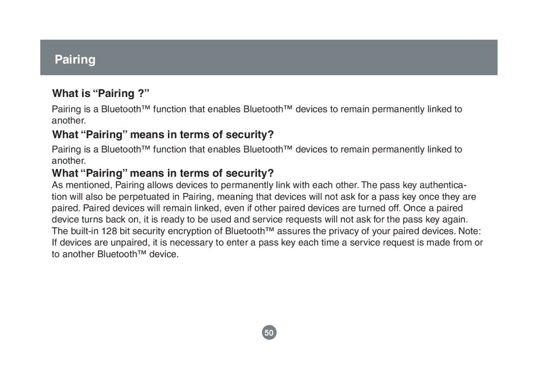 IOGear GBU221/321 user manual What is Pairing ?, What Pairing means in terms of security? 