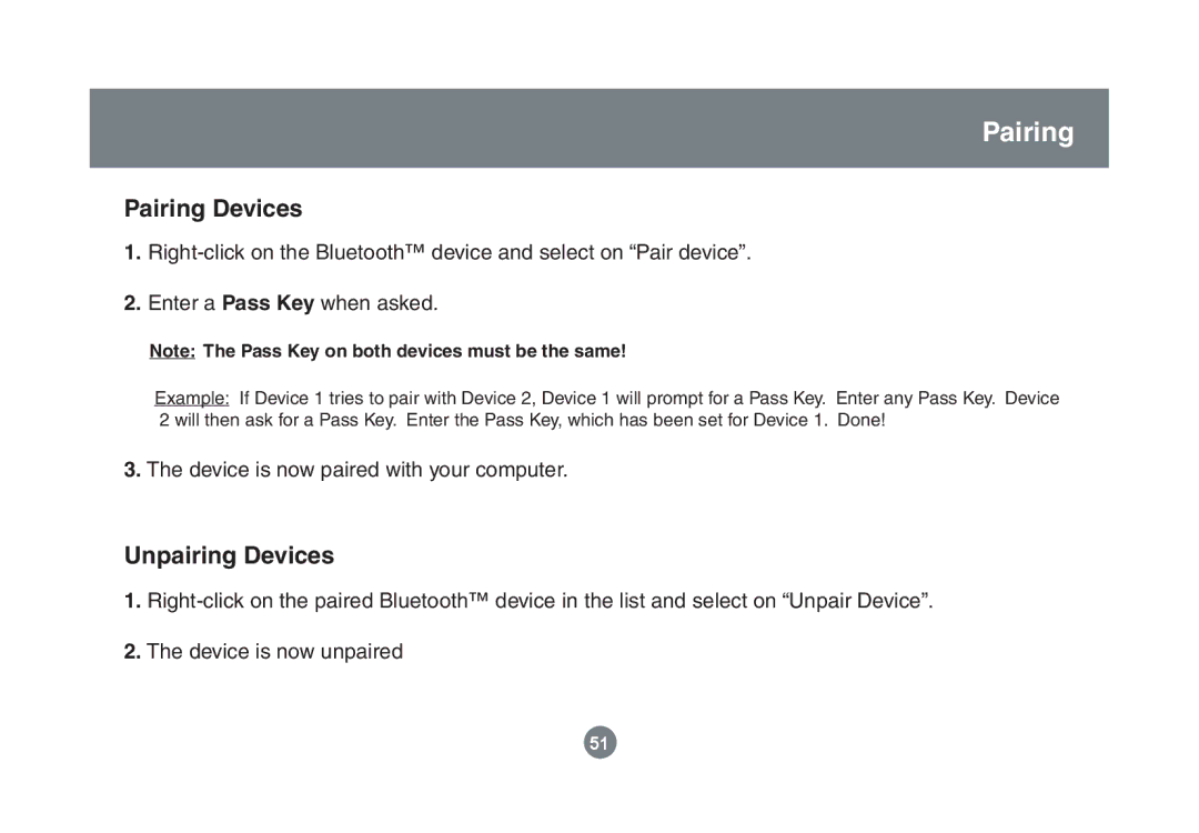 IOGear GBU221/321 user manual Pairing Devices, Unpairing Devices 