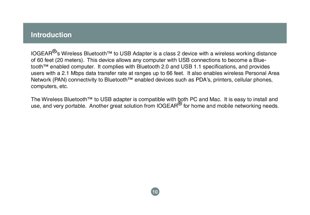 IOGear GBU221P user manual Introduction 