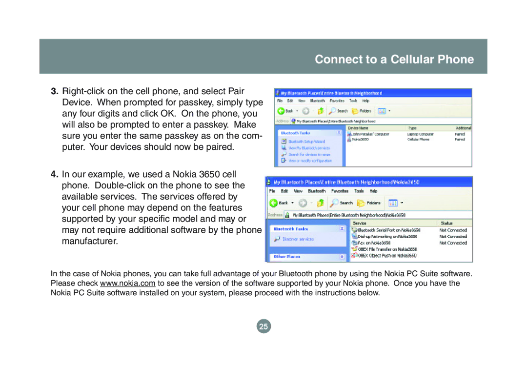 IOGear GBU221P user manual Connect to a Cellular Phone 