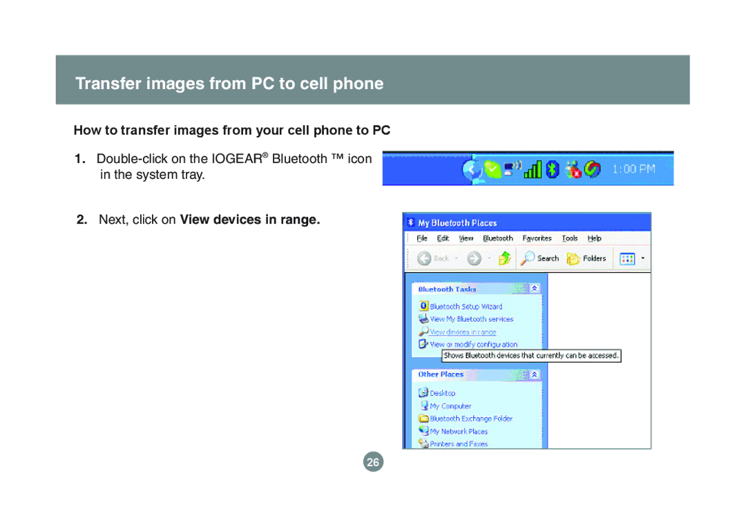 IOGear GBU221P user manual Transfer images from PC to cell phone 