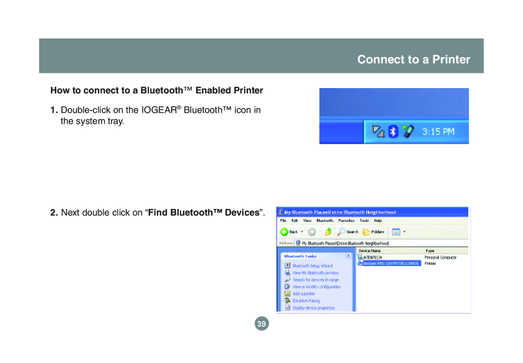 IOGear GBU221P user manual Connect to a Printer 