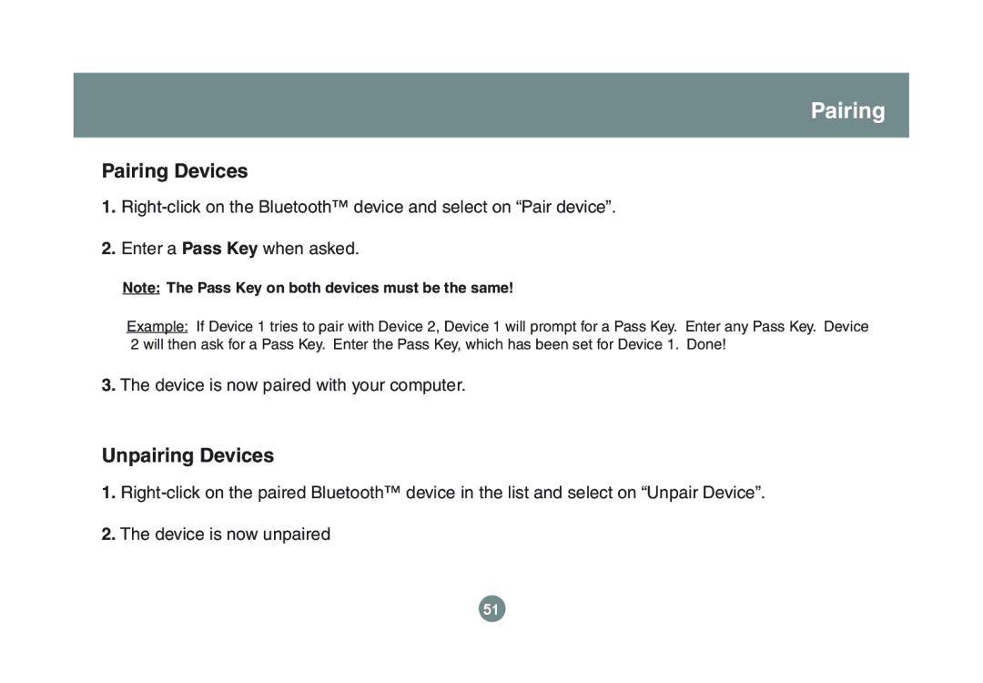 IOGear GBU221P user manual Pairing Devices, Unpairing Devices 