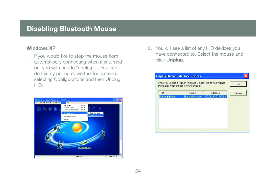 IOGear GBU241W6 manual Disabling Bluetooth Mouse, Windows XP 