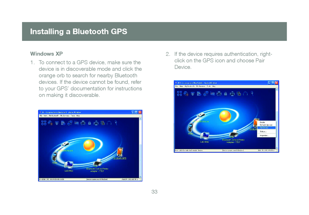 IOGear GBU241W6 manual Installing a Bluetooth GPS, Windows XP 