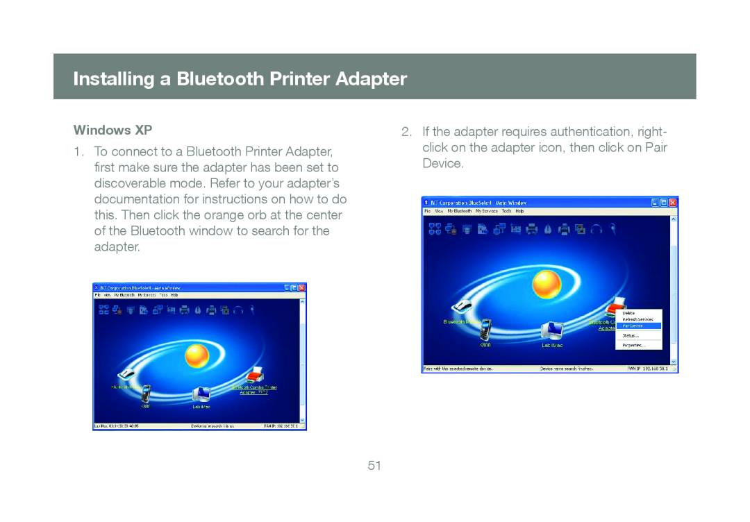 IOGear GBU241W6 manual Installing a Bluetooth Printer Adapter, Windows XP 