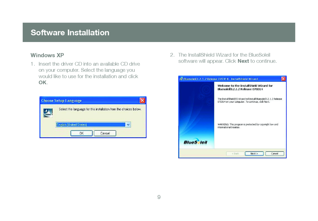 IOGear GBU241W6 manual Software Installation, Windows XP 