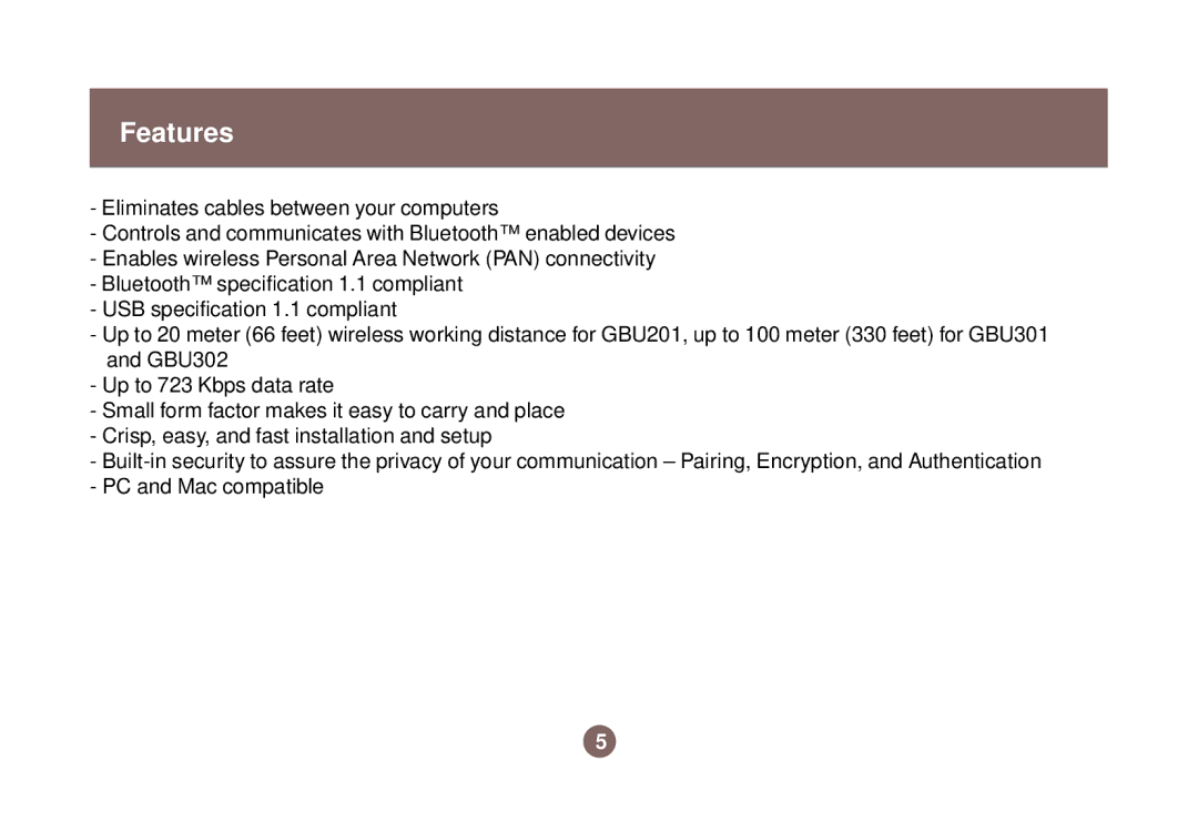 IOGear GBU301 user manual Features 