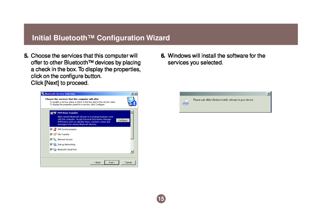 IOGear GBU301 user manual Initial Bluetooth Configuration Wizard, Click Next to proceed 