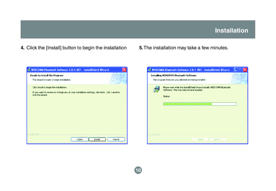 IOGear GBU211, GBU311 user manual Installation, Click the Install button to begin the installation 