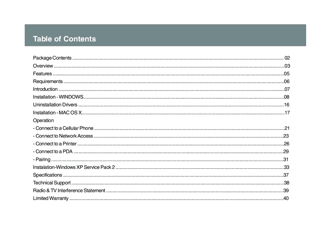 IOGear GBU321 user manual Table of Contents 