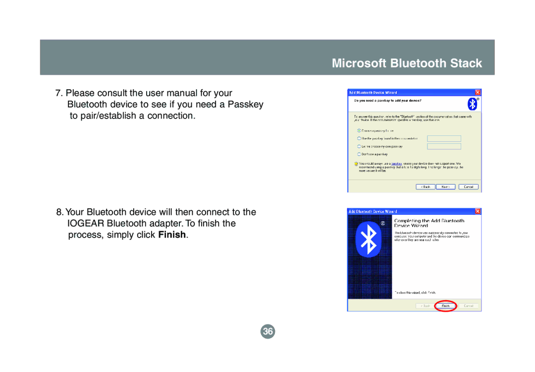 IOGear GBU321 user manual Microsoft Bluetooth Stack 