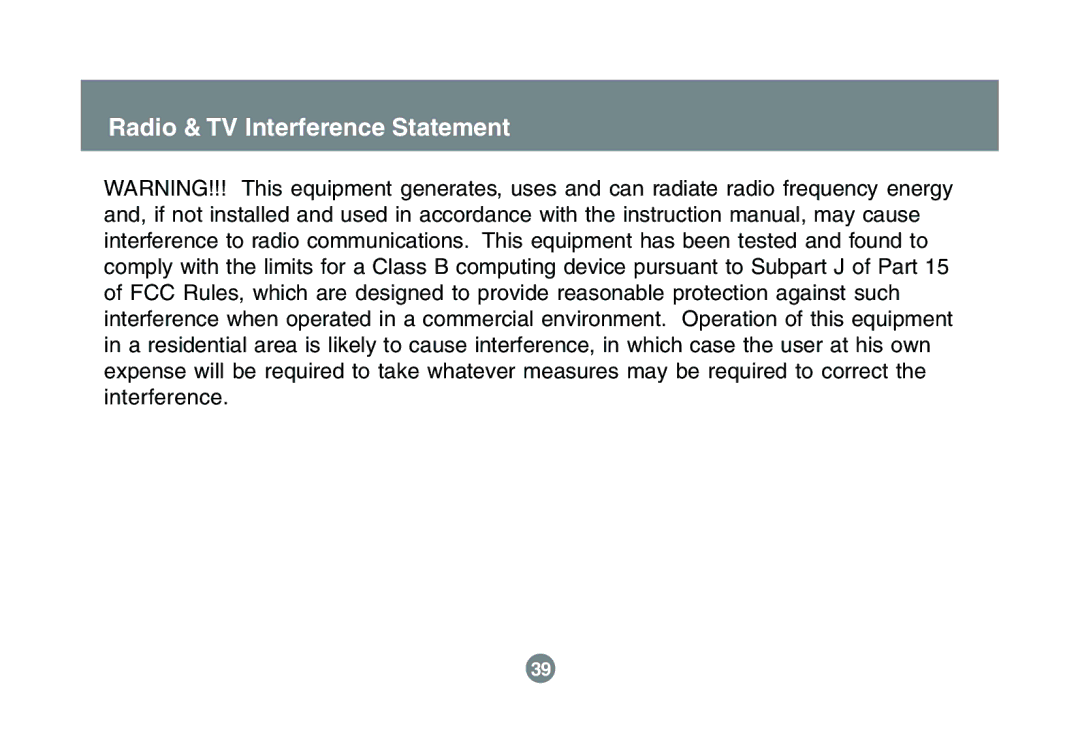 IOGear GBU321 user manual Radio & TV Interference Statement 