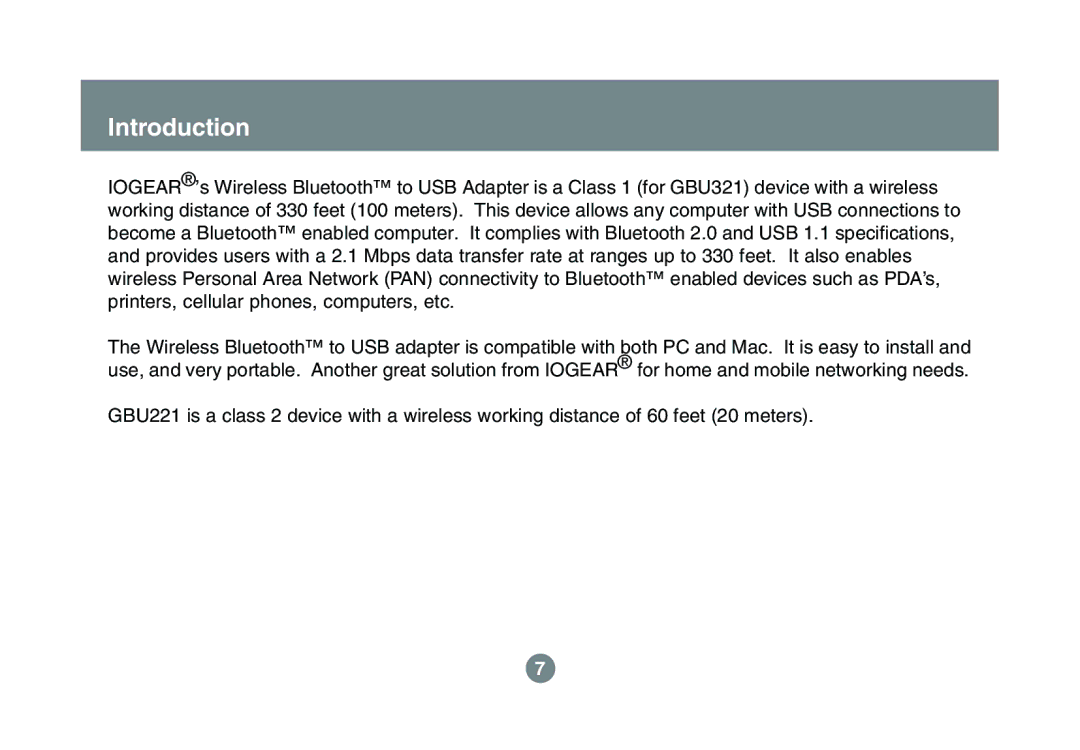 IOGear GBU321 user manual Introduction 