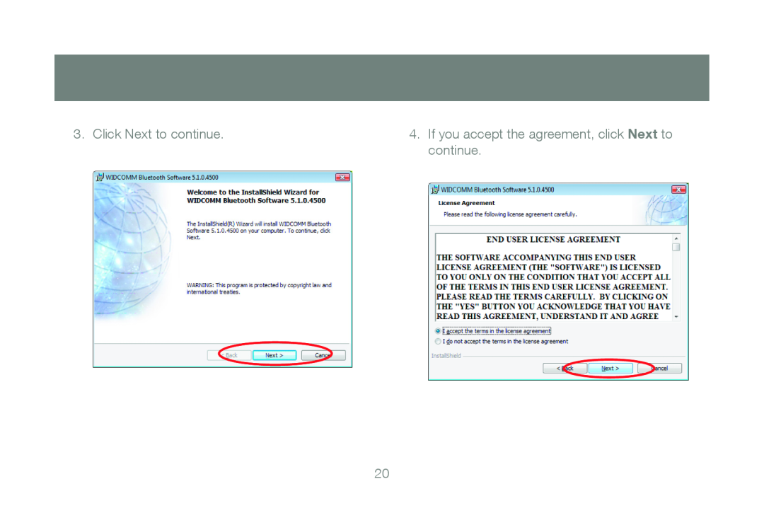 IOGear GBU421 manual Click Next to continue, If you accept the agreement, click Next to continue 