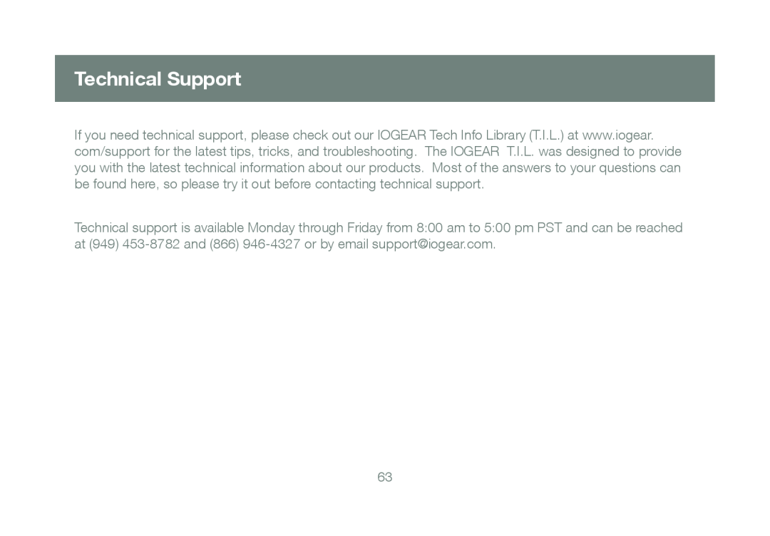 IOGear GBU421 manual Technical Support 