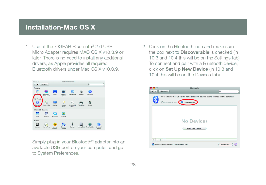 IOGear GBU421 manual Installation-Mac OS, This will be on the Devices tab 