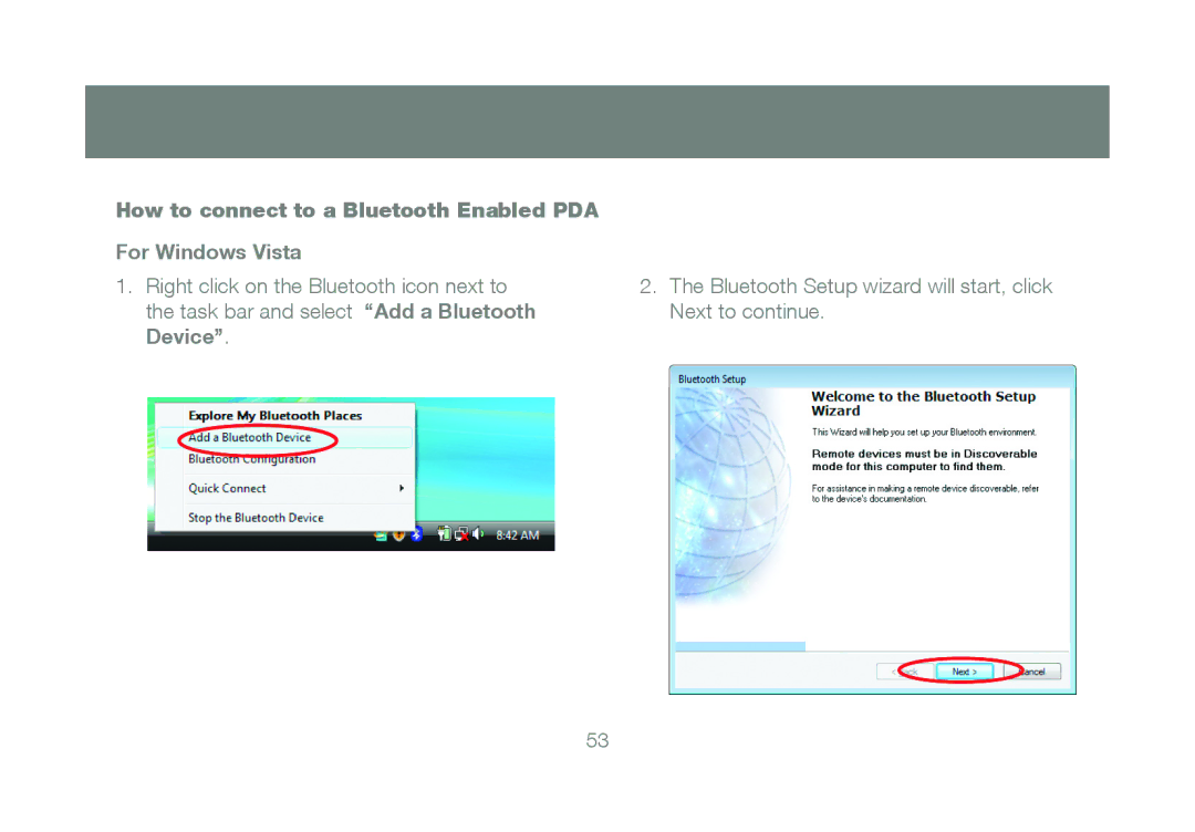IOGear GBU421 manual Task bar and select Add a Bluetooth Next to continue Device 