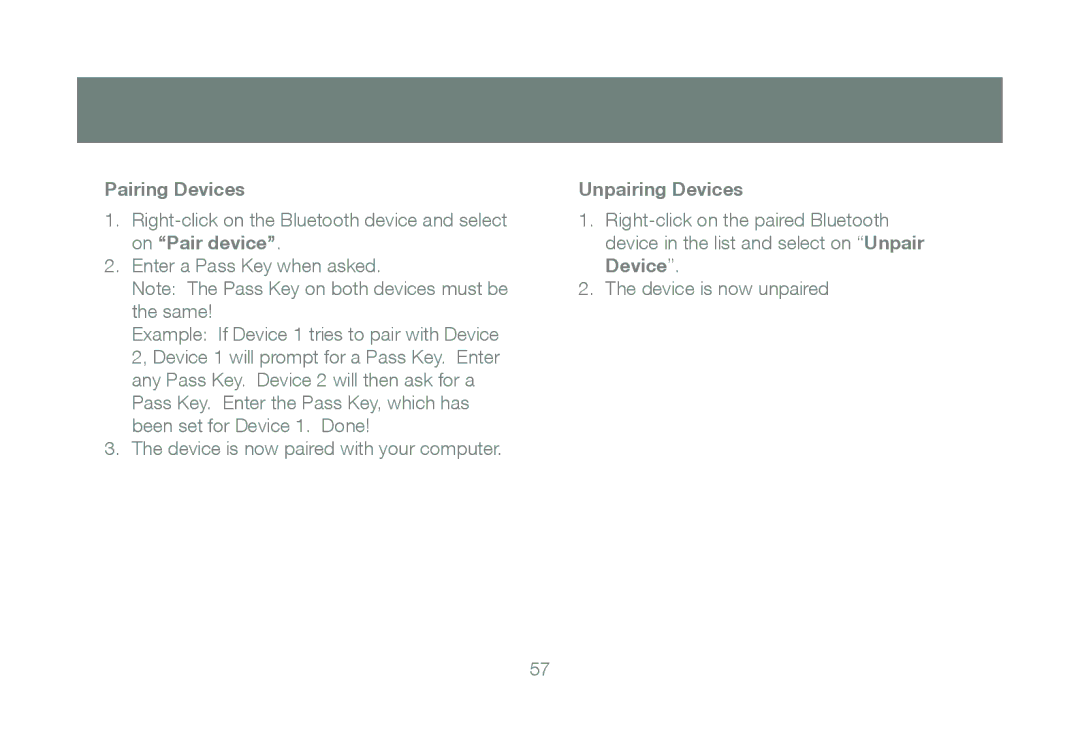 IOGear GBU421 manual Pairing Devices Unpairing Devices, On Pair device 