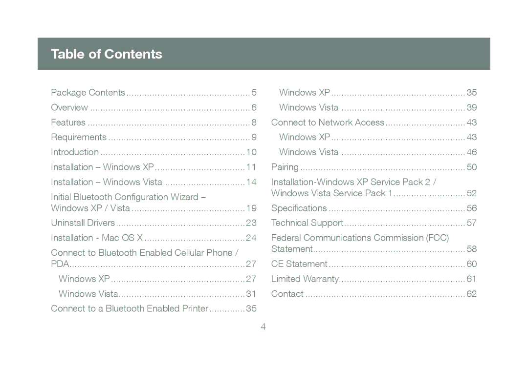 IOGear GBU421 manual Table of Contents 