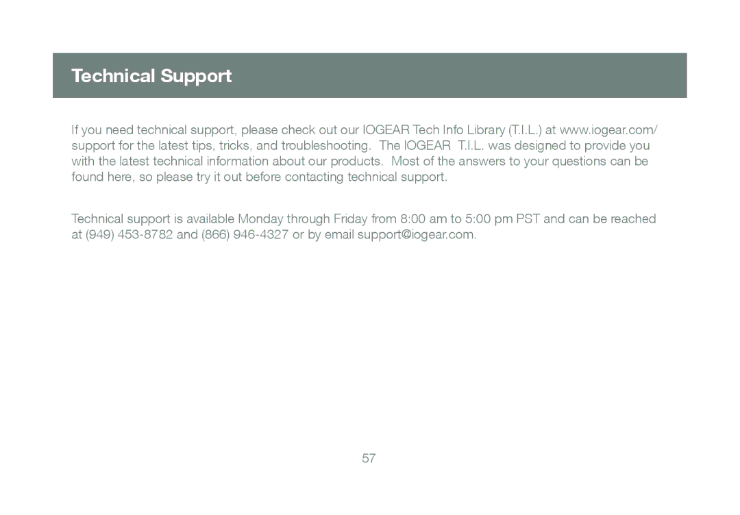 IOGear GBU421 manual Technical Support 