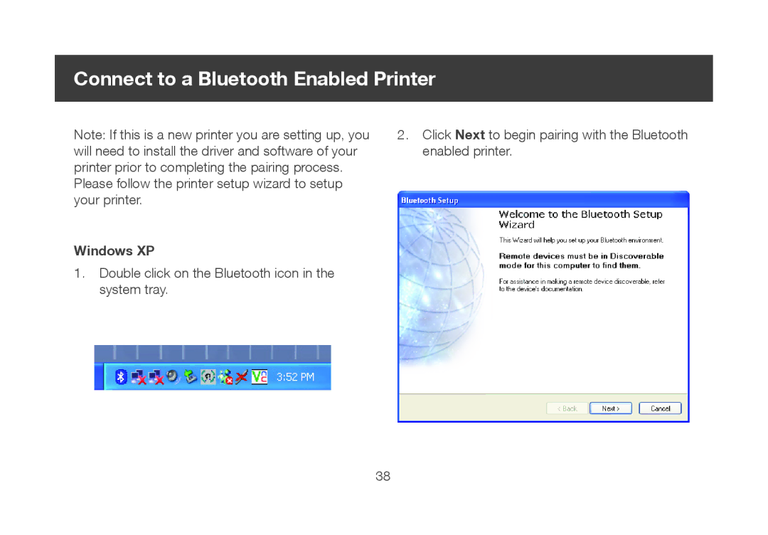 IOGear GBU521 manual Connect to a Bluetooth Enabled Printer 