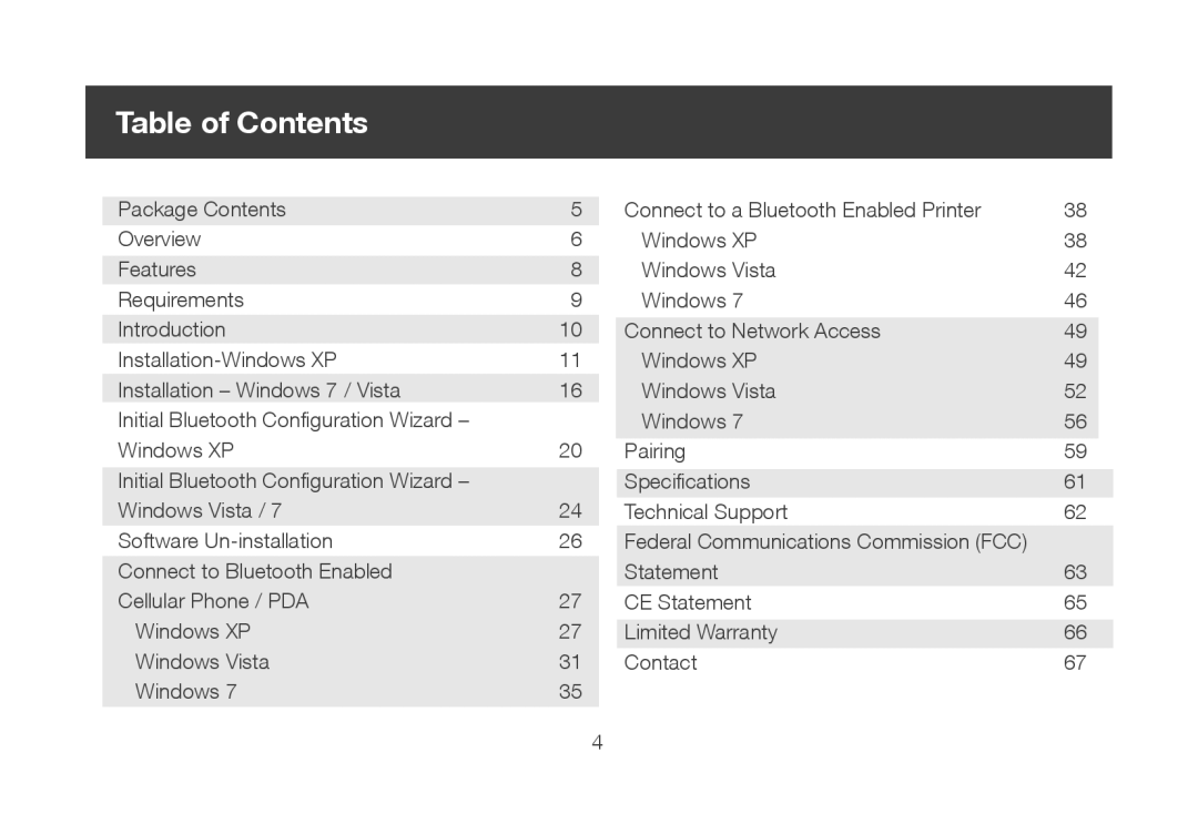 IOGear GBU521 manual Table of Contents 