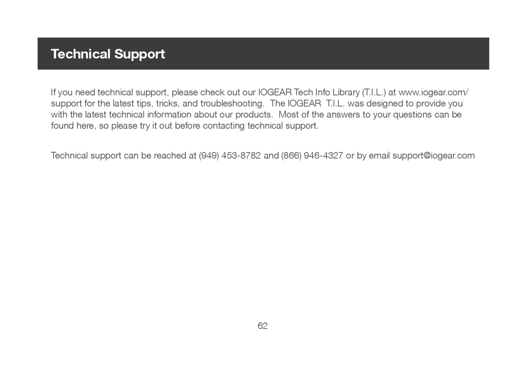 IOGear GBU521 manual Technical Support 