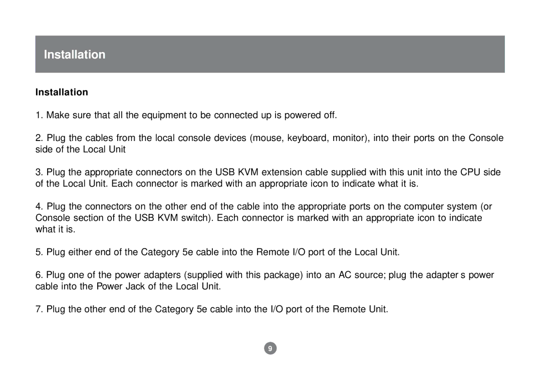 IOGear GCE700 user manual Installation 