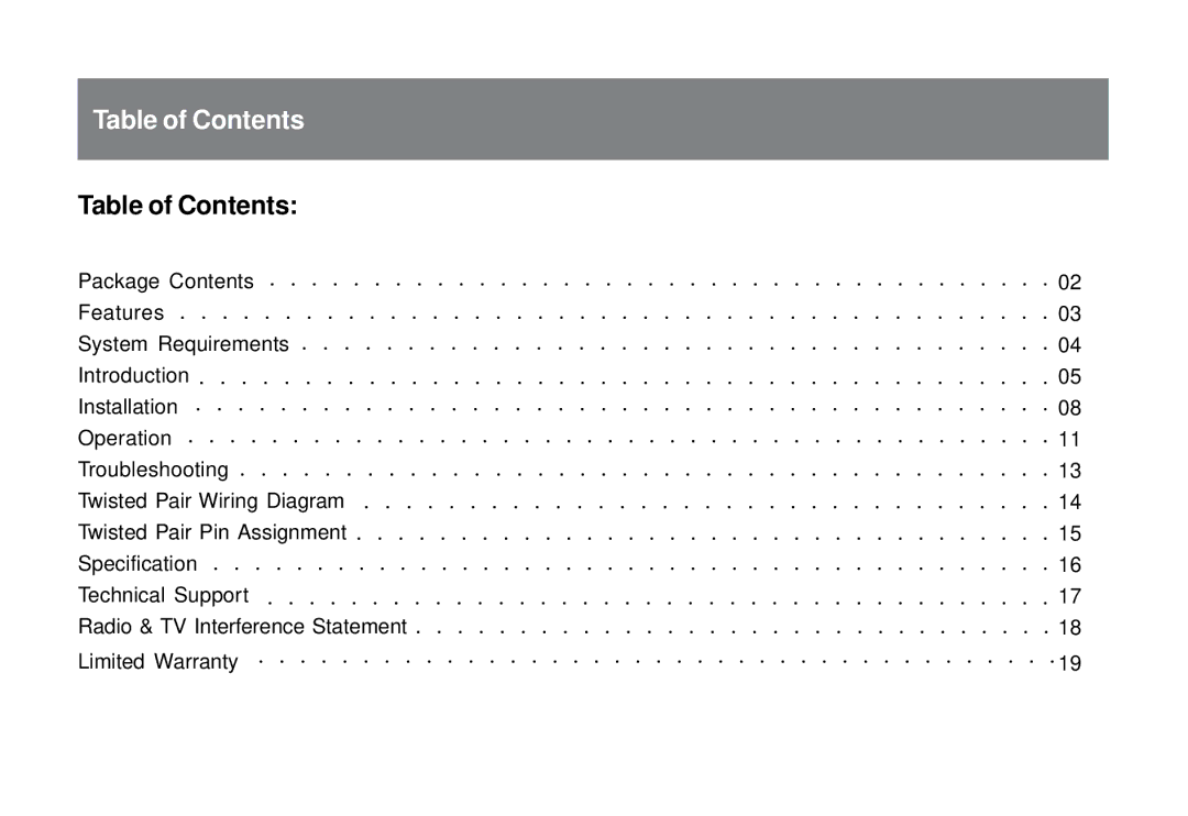 IOGear GCE700 user manual Table of Contents 