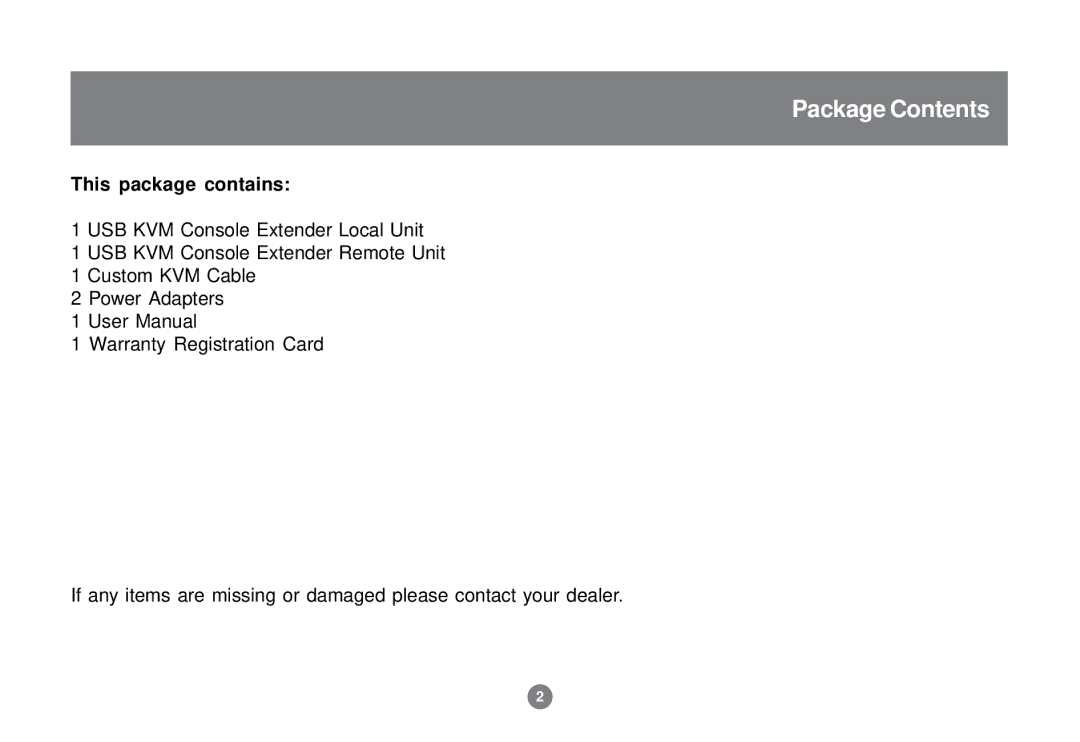 IOGear GCE700 user manual Package Contents 