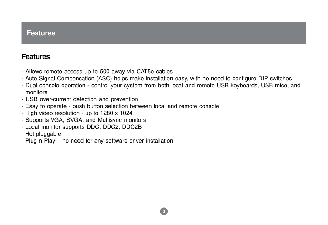 IOGear GCE700 user manual Features 