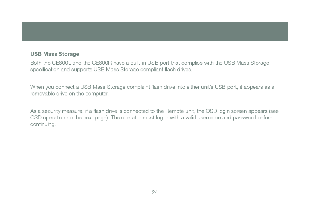 IOGear GCE800W6 manual USB Mass Storage 
