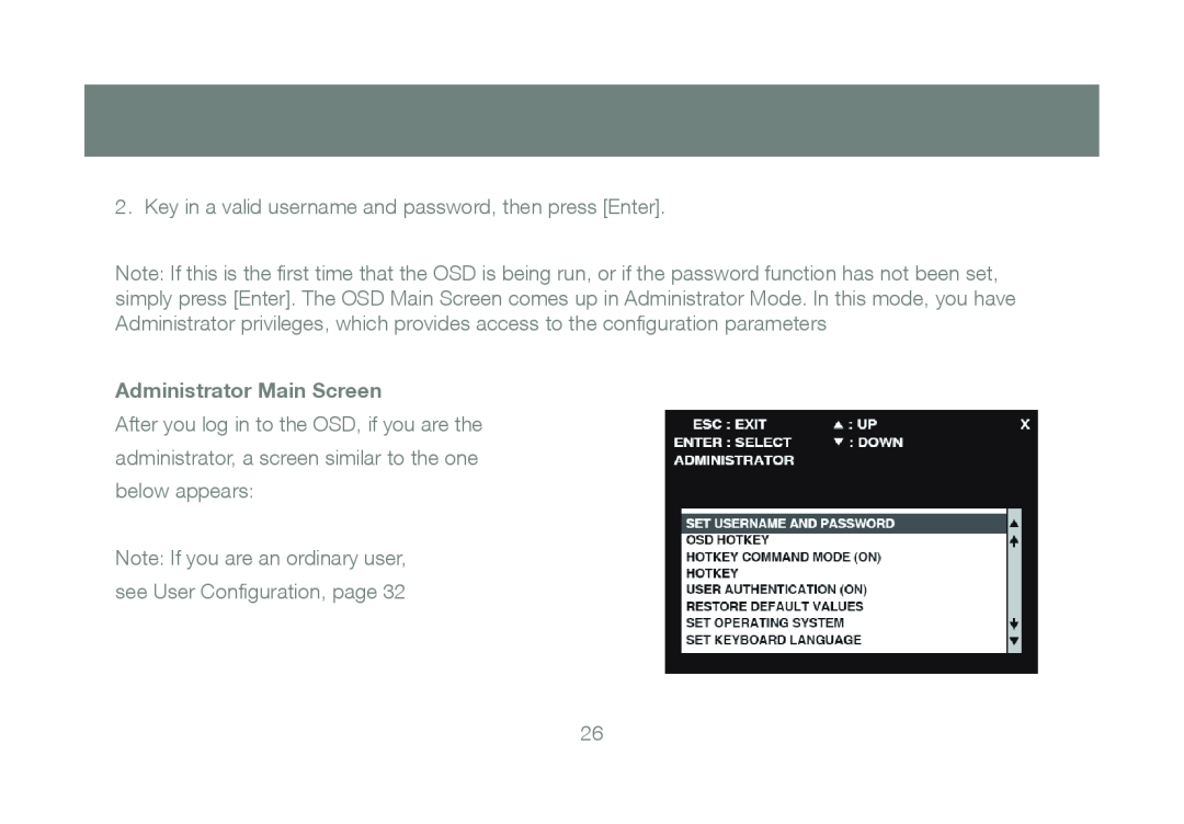 IOGear GCE800W6 manual Administrator Main Screen 