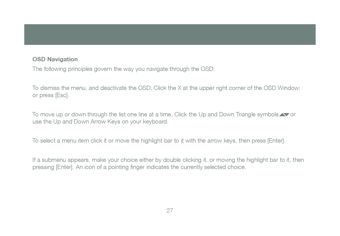 IOGear GCE800W6 manual OSD Navigation 